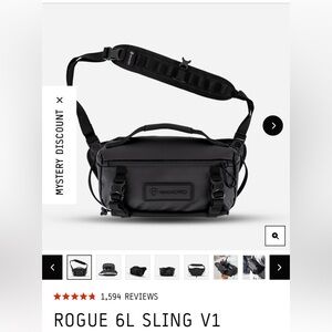 NWT Wandrd Rogue 6L SLING V1 Black Messenger Bag